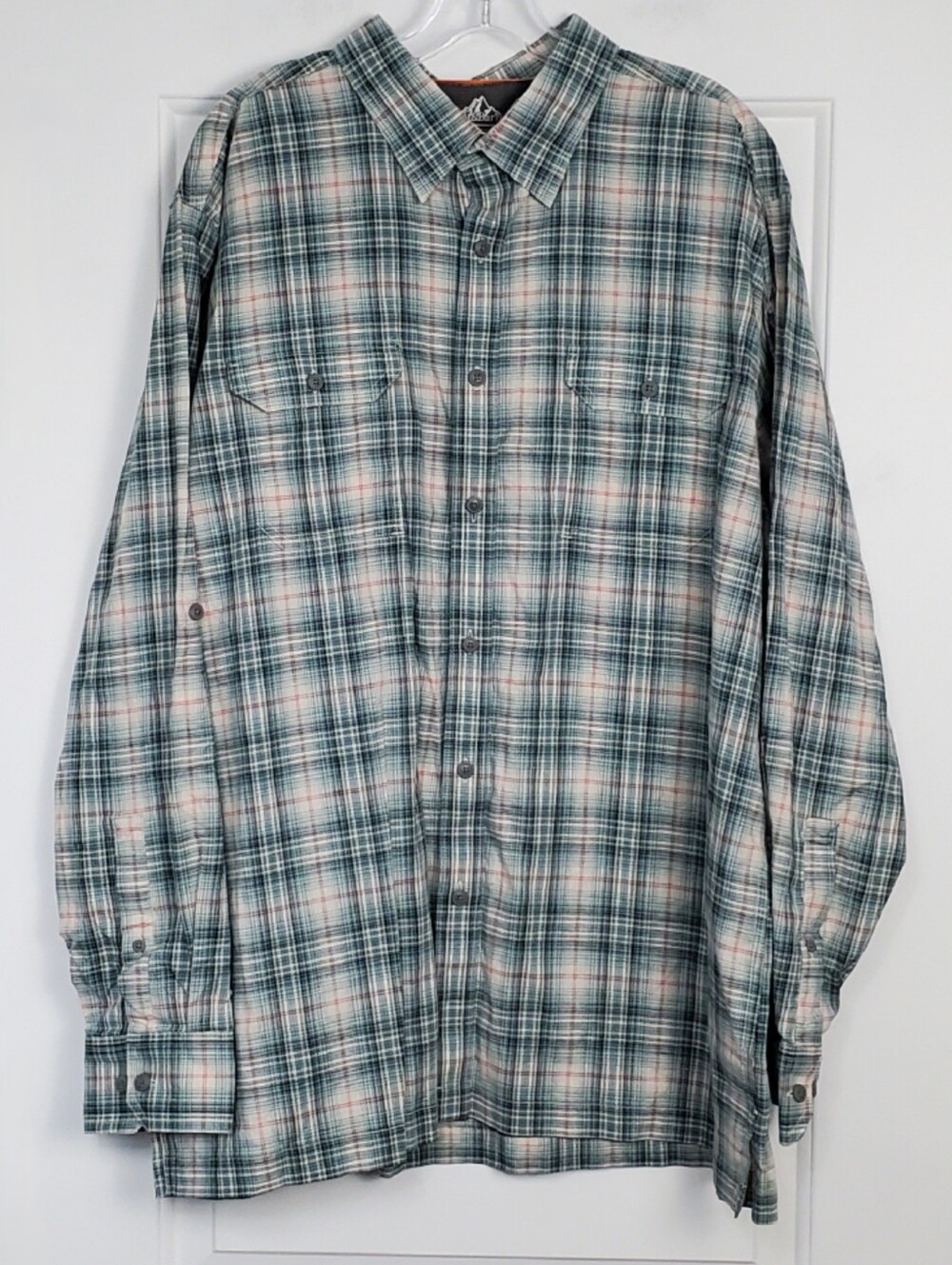 Croft & Barrow Mens Quick Dry Plaid Roll Up Sleeves Shirt Camping Size XL - EUC